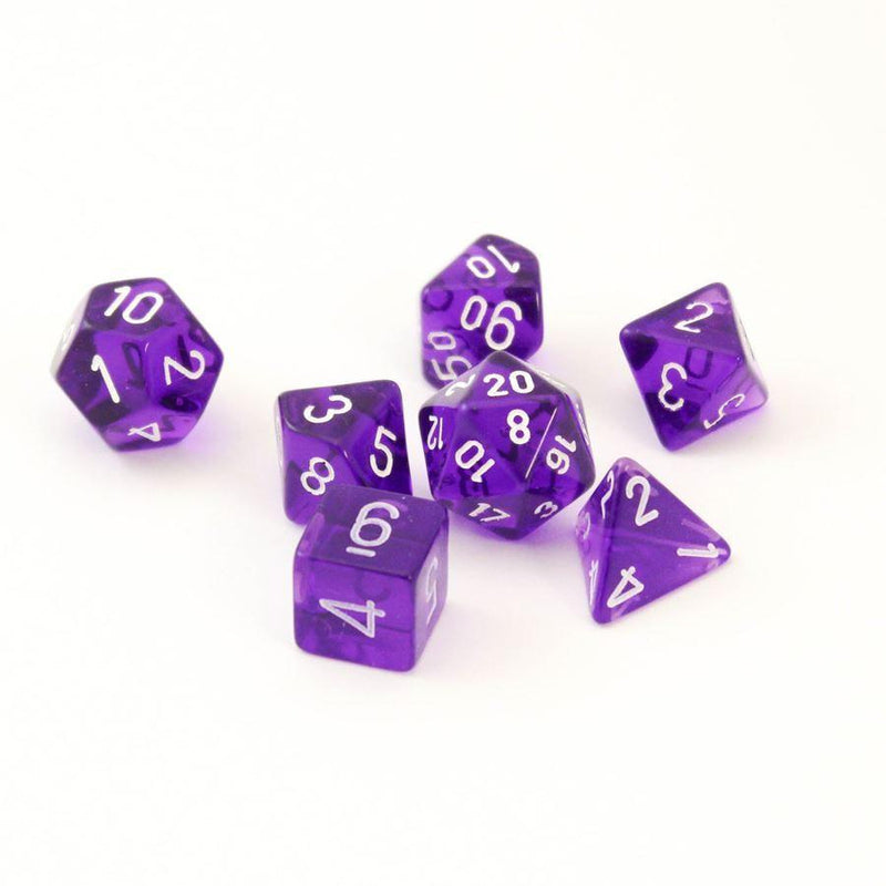 Translucent Polyhedral 7-Die Set Purple/white (Chessex) (23077)
