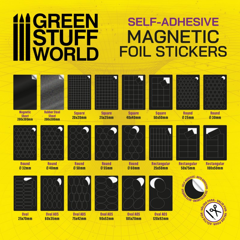 Rectangular Magnetic Sheet SELF-ADHESIVE - 25x50mm (Green Stuff World)