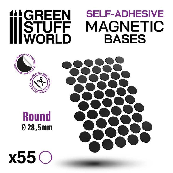 Round Magnetic Sheet SELF-ADHESIVE - 28,5mm (Green Stuff World)