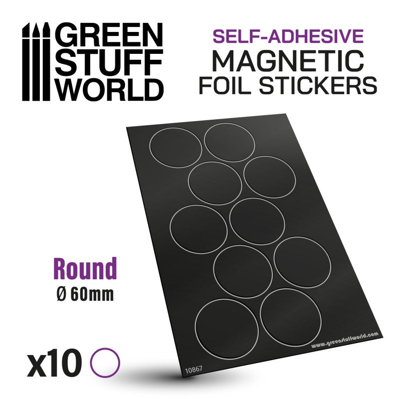 Round Magnetic Sheet SELF-ADHESIVE - 60mm (Green Stuff World)