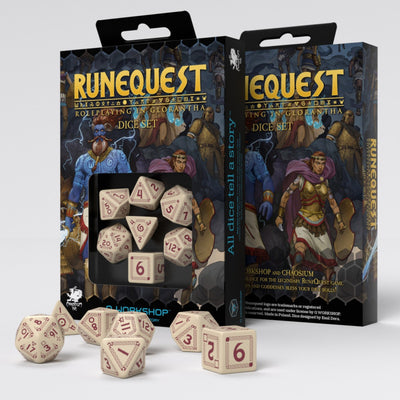 RuneQuest Beige & burgundy Dice Set (7) - Q Workshop (SRQU87)