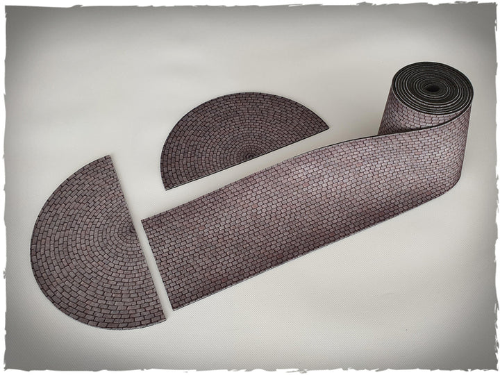 Miniature games scenery - regular cobblestone road stripe (Deep-Cut Studio)