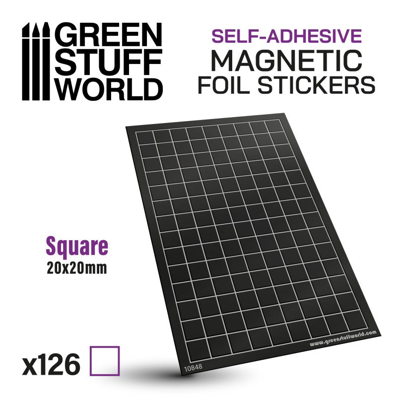 Square Magnetic Sheet SELF-ADHESIVE - 20x20mm (Green Stuff World)