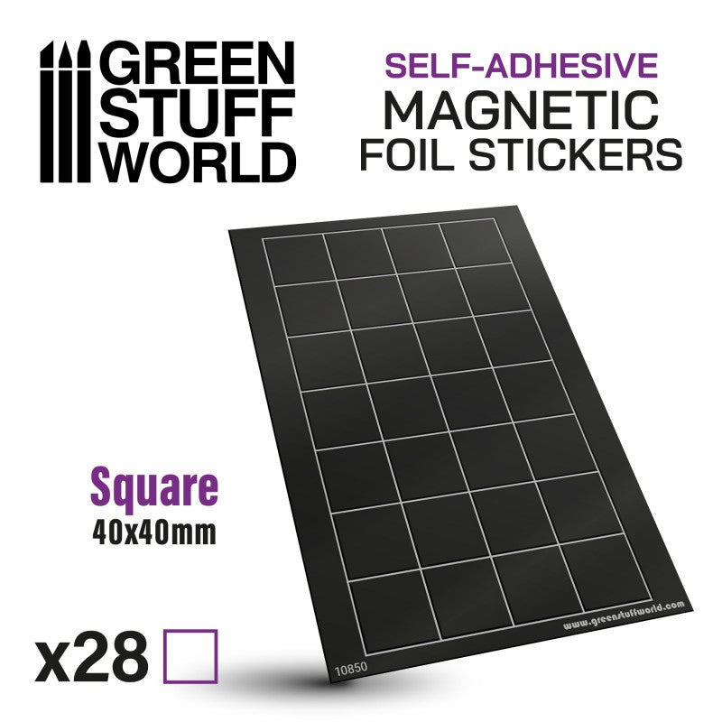 Square Magnetic Sheet SELF-ADHESIVE - 40x40mm (Green Stuff World)