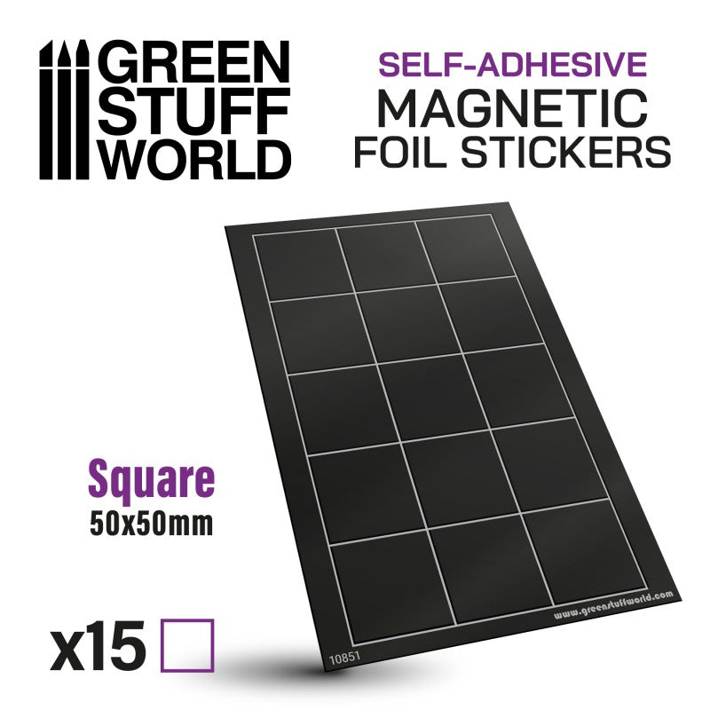 Square Magnetic Sheet SELF-ADHESIVE - 50x50mm (Green Stuff World)