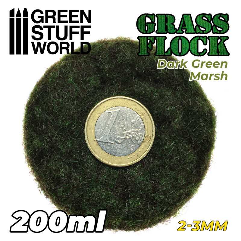 Static Grass Flock 2-3mm - DARK GREEN MARSH - 200 ml (Green Stuff World)