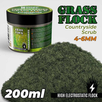 Static Grass Flock 4-6mm - COUNTRYSIDE SCRUB - 200 ml (Green Stuff World)