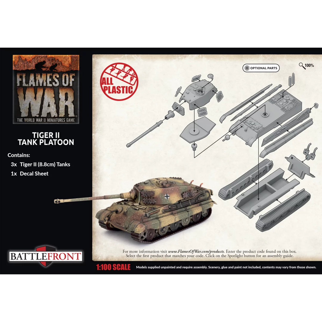 Flames of War: Tiger II (8.8cm) Tank Platoon (3x Plastic) (GBX178)