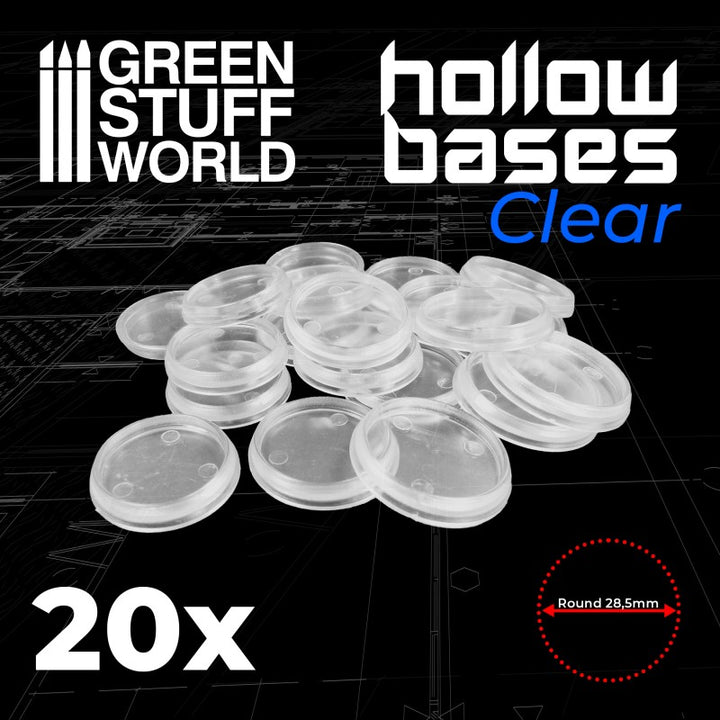 Transparent Hollow Plastic Bases - ROUND 28,5mm (Green Stuff World)