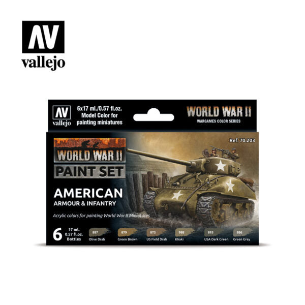 Vallejo Paint Set: WWII American Armour & Infantry (70.203)