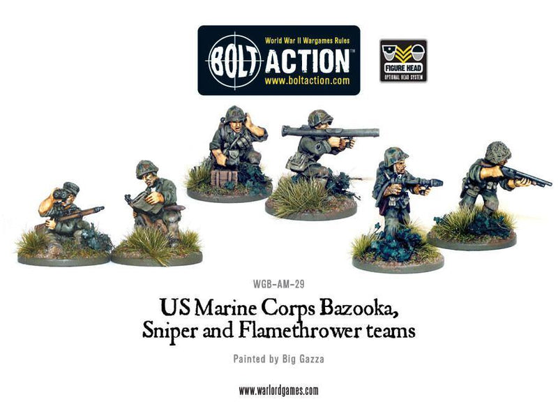 Bolt Action: USMC Bazooka, Sniper and Flamethrower teams