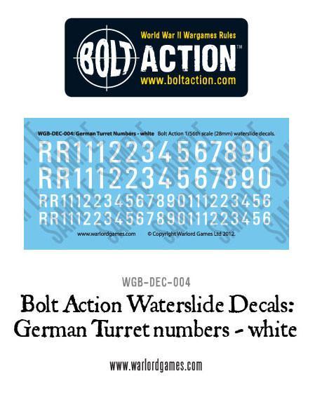 Bolt Action: Decals - German Turret Numbers - white