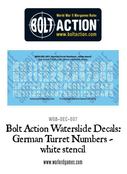 Bolt Action: Decals - German Turret Numbers - white stencil