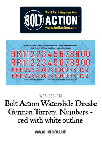 Bolt Action: Decals - German Turret numbers - red with white outline