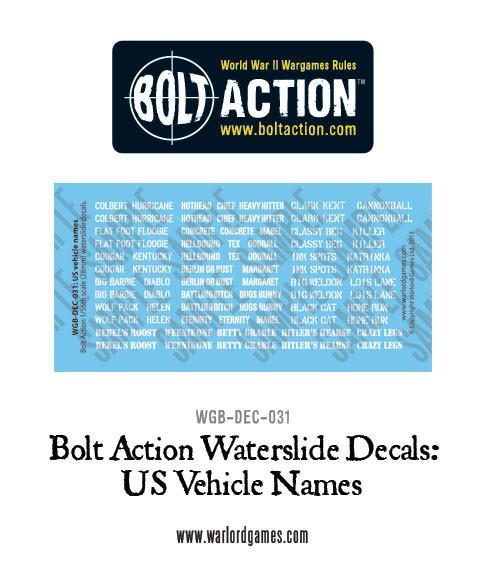 Bolt Action: Decals - US vehicle names