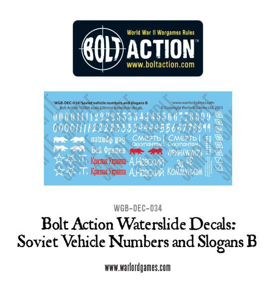 Bolt Action: Decals - Soviet slogans and numbers B